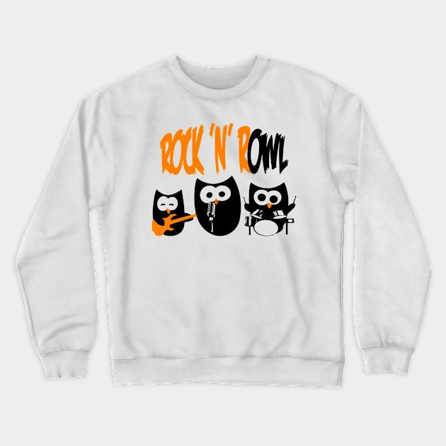 Rock n Owl Crewneck Sweatshirt by SeijiArt